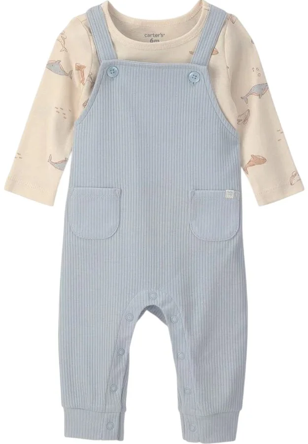 Carter's Set 2 piese Whale - salopeta si tricou cu maneca lunga foto
