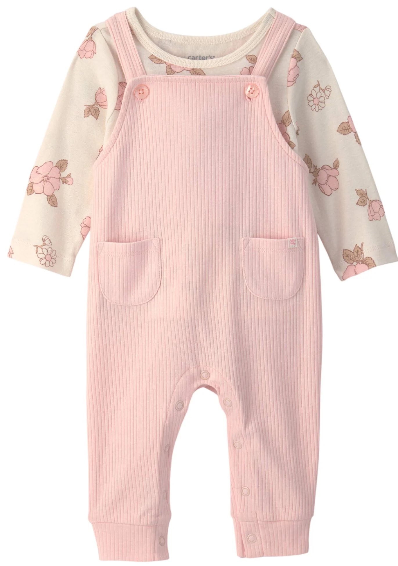 Carter's Set 2 piese Pink Florals - salopeta si tricou cu maneca lunga foto