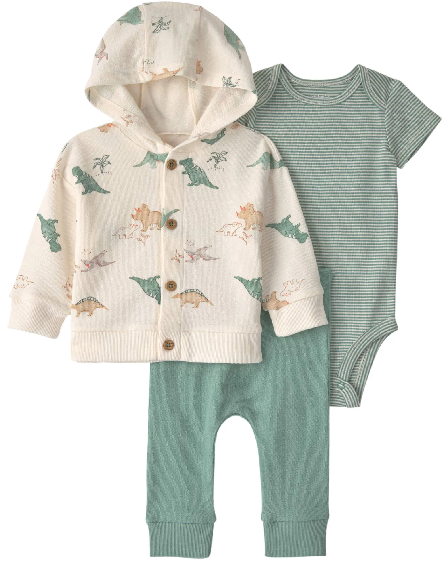 Carter's Set 3 piese Dinos - cardigan, body si pantaloni foto
