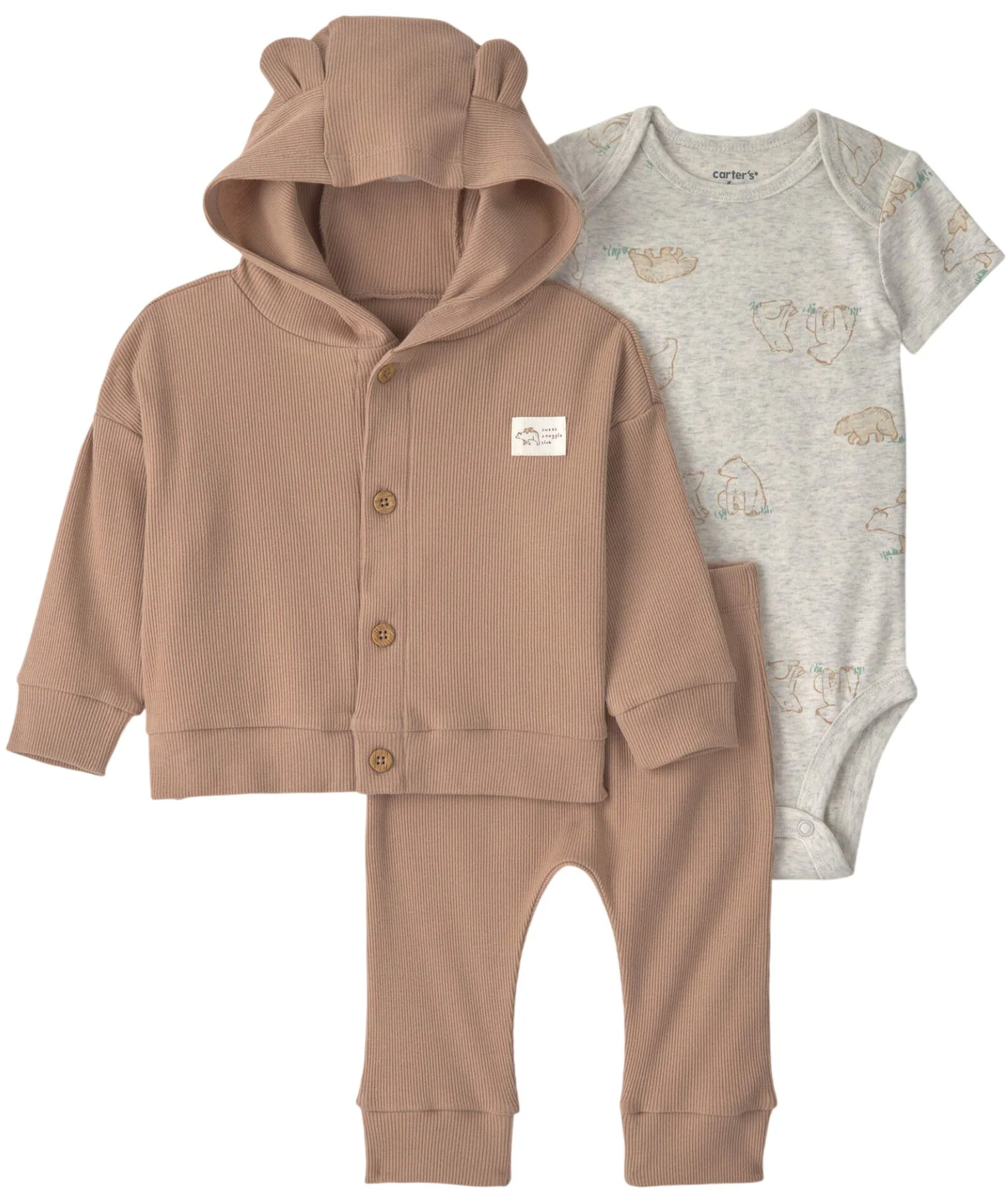 Carter's Set 3 piese Teddy Bear - cardigan, body si pantaloni foto