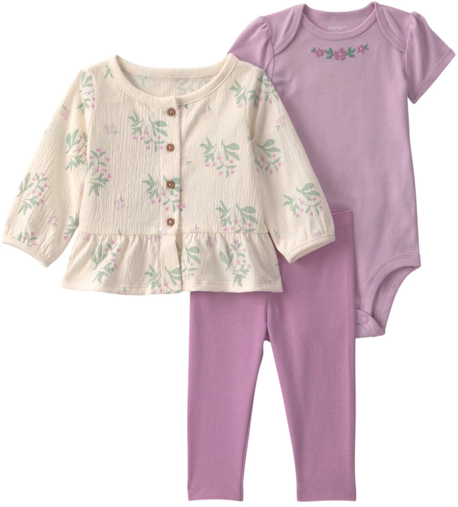 Carter's Set 3 piese Floral - bluza, body si pantaloni foto