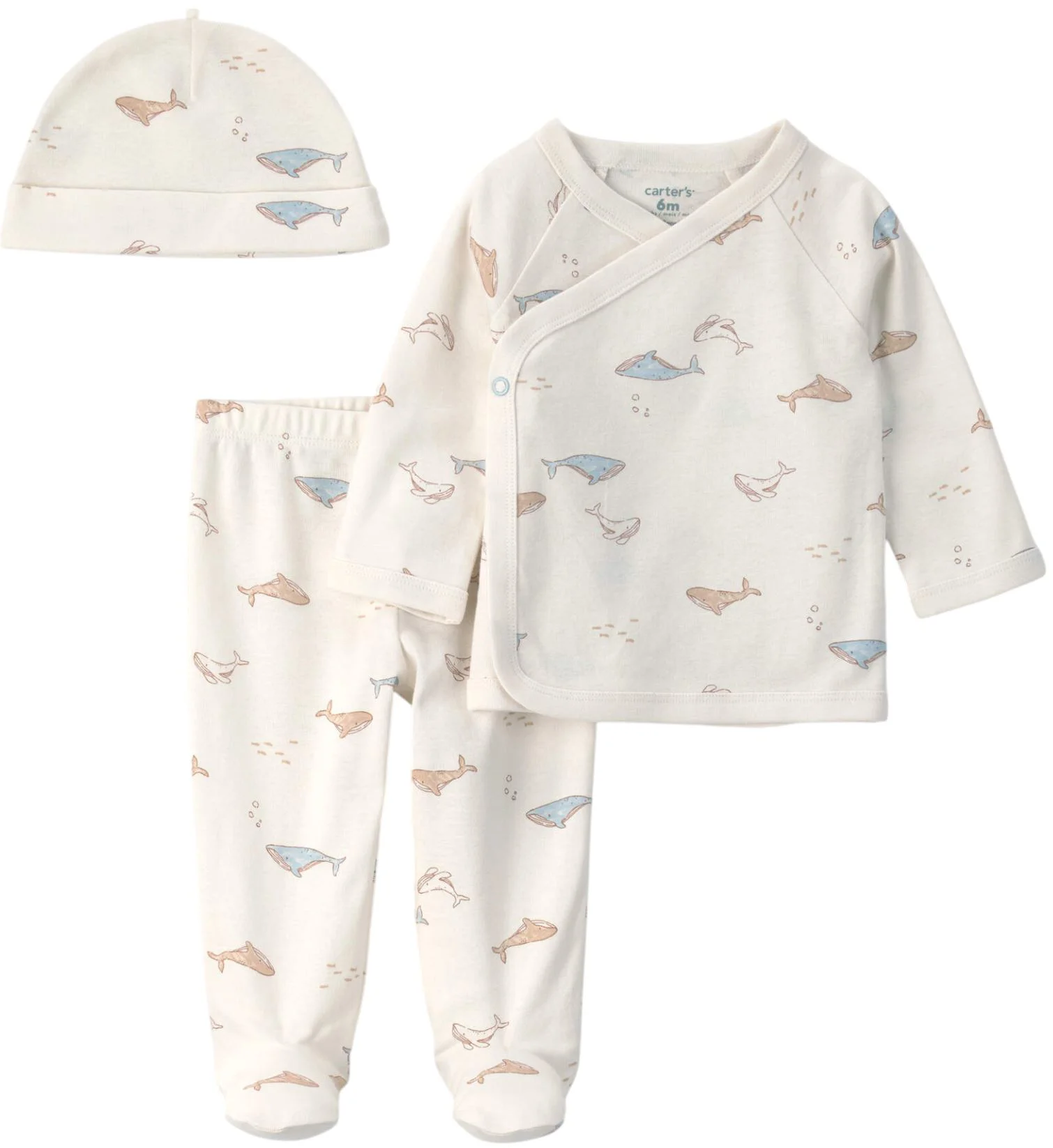 Carter's Set 3 piese Whale - bluza kimono, caciulita si pantaloni cu talpa foto