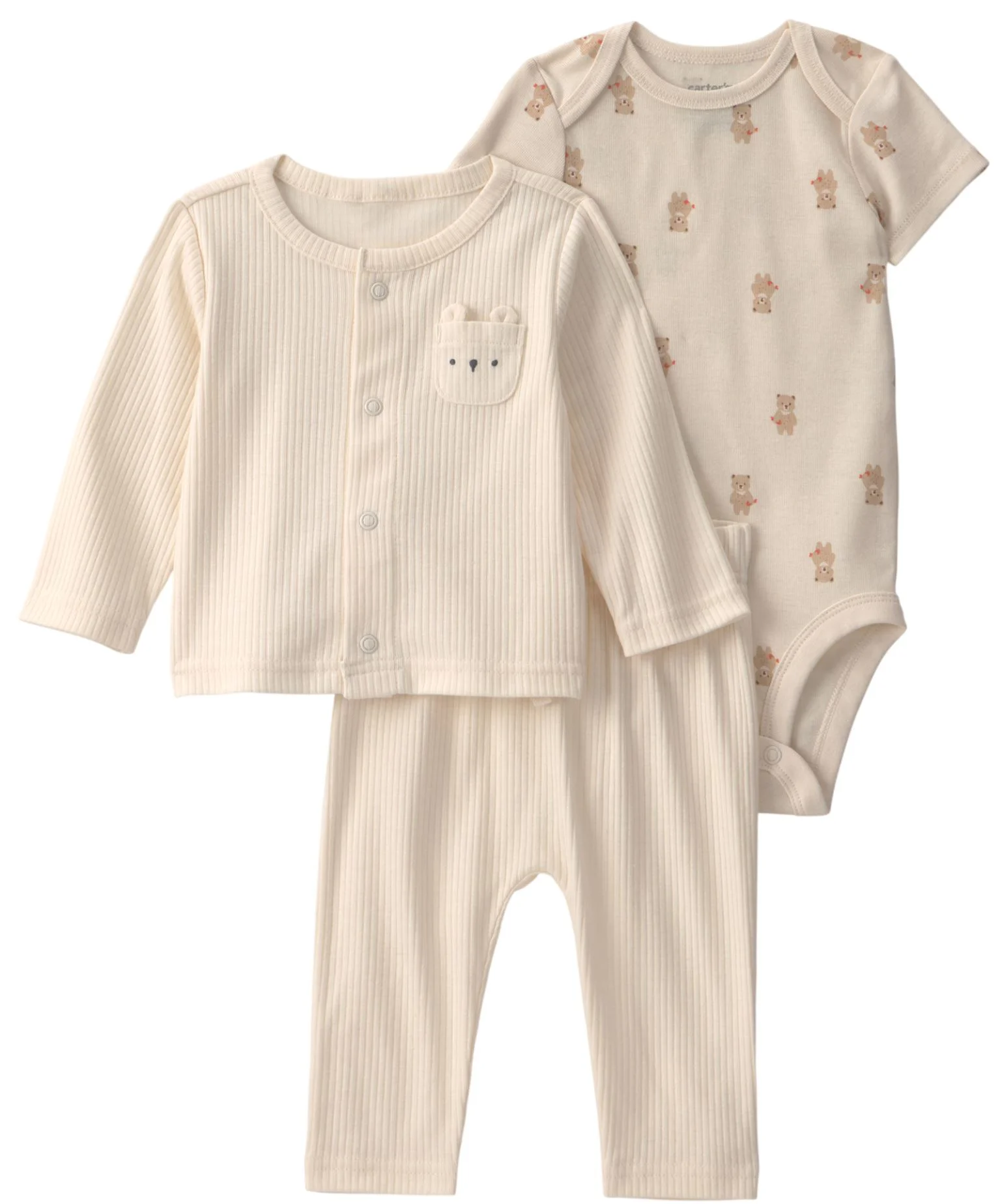 Carter's Set 3 piese Teddy Bear - cardigan, body si pantaloni foto