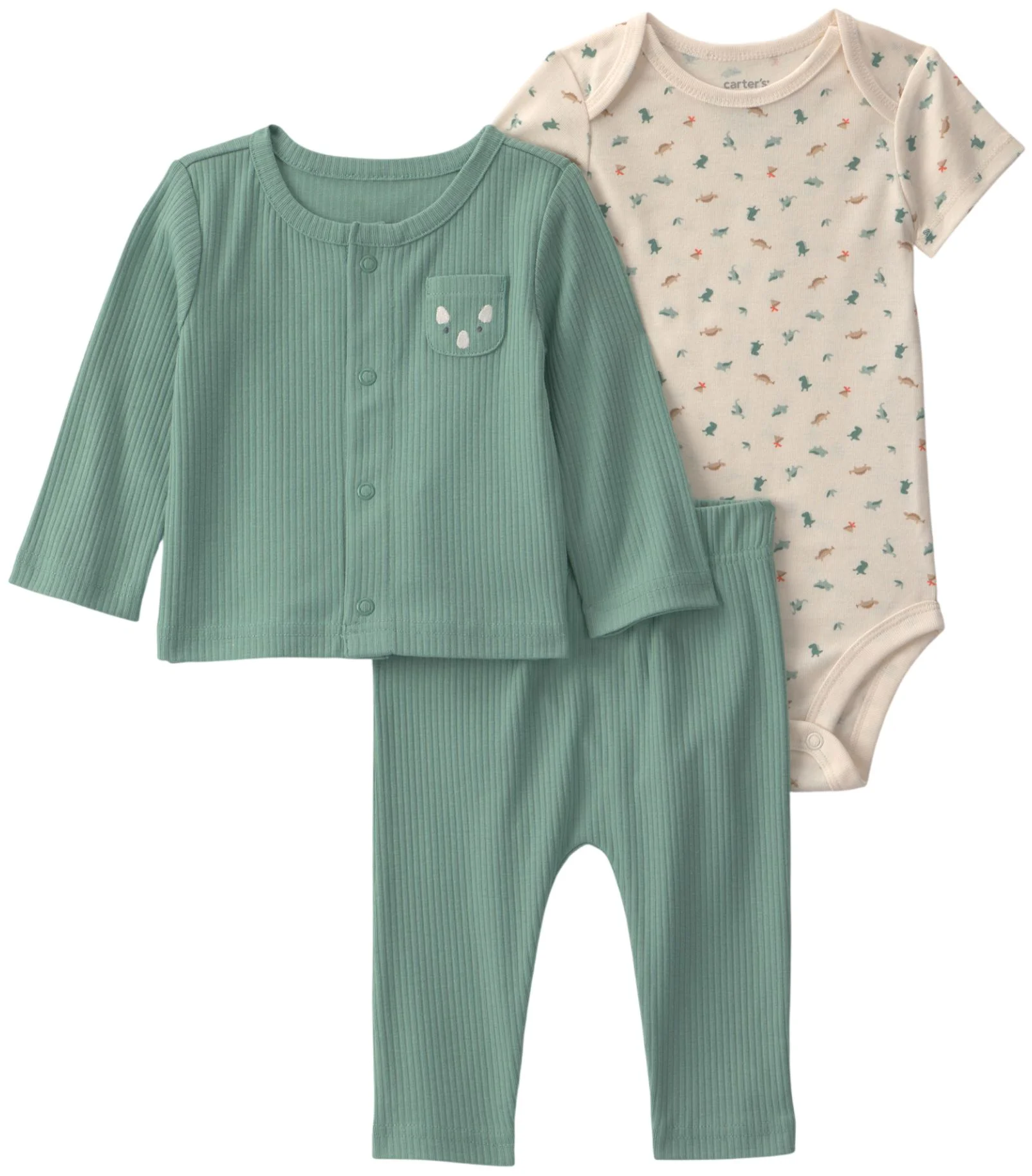 Carter's Set 3 piese Dinos - cardigan, body si pantaloni foto