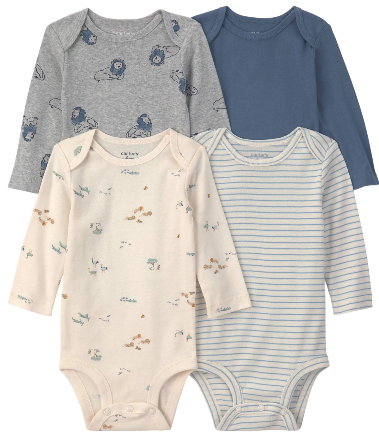 Carter's Set 4 body cu maneca lunga Safari & Stripes foto
