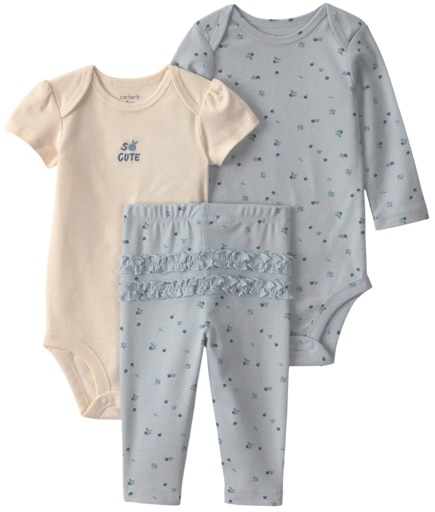Carter's Set 3 piese So Cute Blueberry - 2 body si pantaloni cu valanase foto