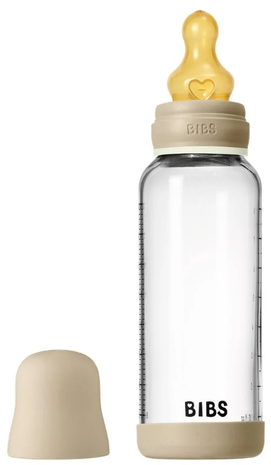image for Set complet biberon fosforescent BIBS din sticla anticolici, tetina latex cu flux mediu, 240 ml foto