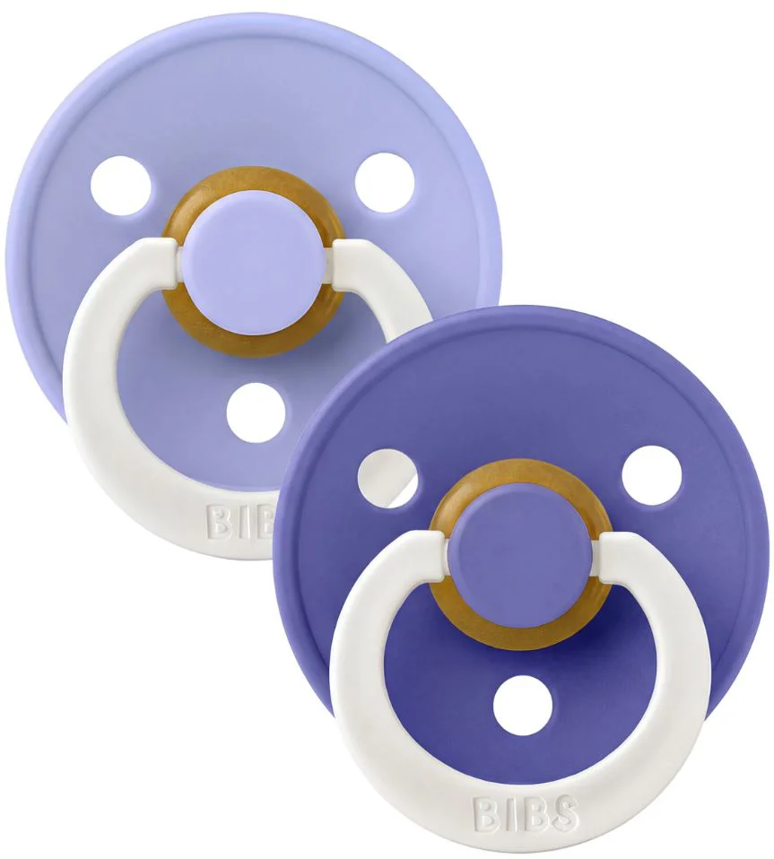 Set 2 suzete rotunde din latex BIBS Colour Glow Hush/Grape (0-6 luni) foto