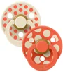 Set 2 suzete rotunde din latex BIBS Colour Polka dot Ivory/Tango (6-18 luni) foto