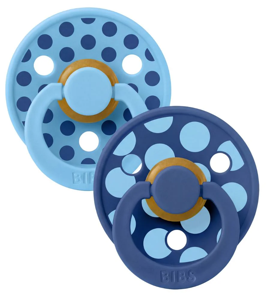 Set 2 suzete rotunde din latex BIBS Colour Polka dot Breeze/Cornflower (6-18 luni) foto