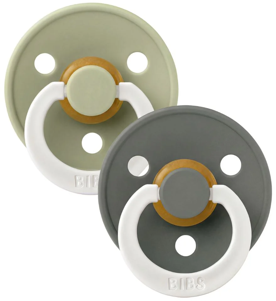 Set 2 suzete rotunde din latex BIBS Colour Glow Sage/Pine (6-18 luni) foto