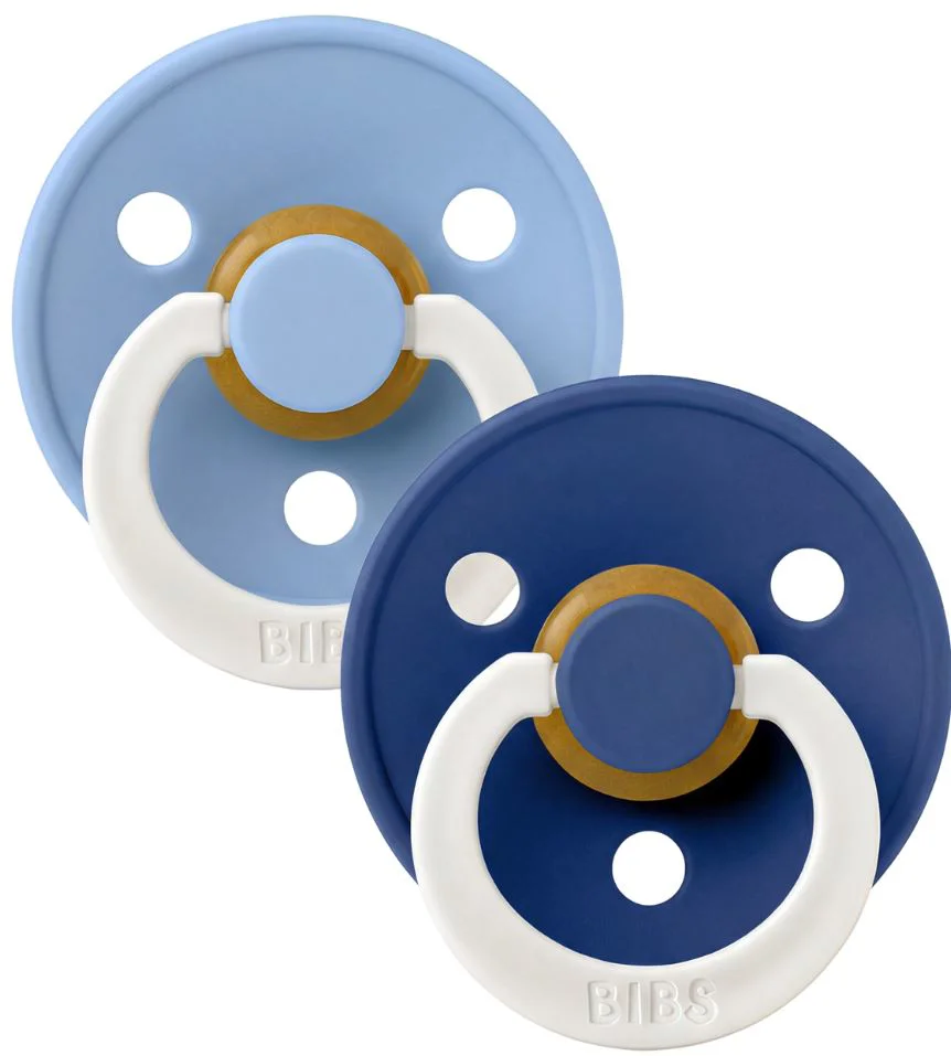 Set 2 suzete rotunde din latex BIBS Colour Glow Sky Blue/Cornflower (6-18 luni) foto