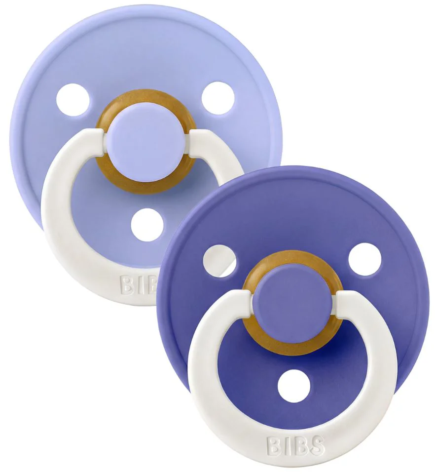 Set 2 suzete rotunde din latex BIBS Colour Glow Hush/Grape (6-18 luni) foto