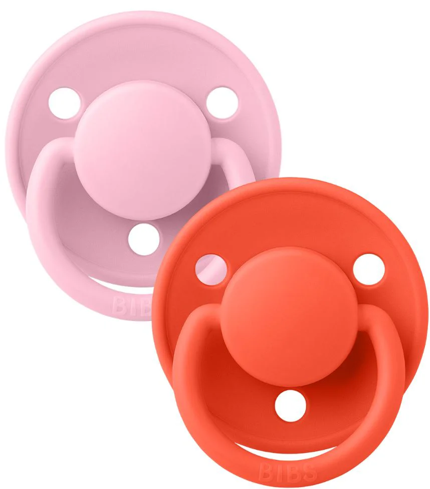 Set 2 suzete rotunde din silicon BIBS De Lux Pink/Tango marime universala foto