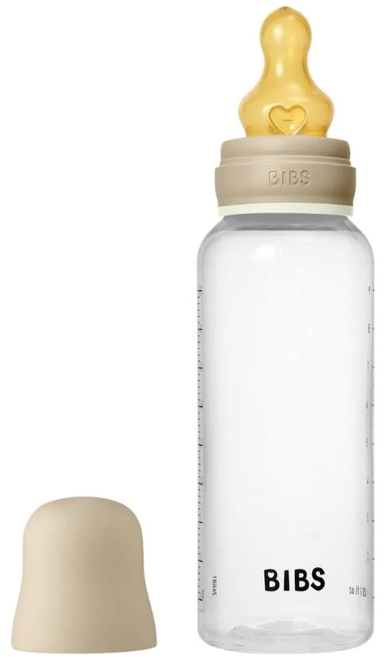 image for Set complet biberon fosforescent BIBS din sticla anticolici, tetina latex cu flux mediu, 270 ml foto