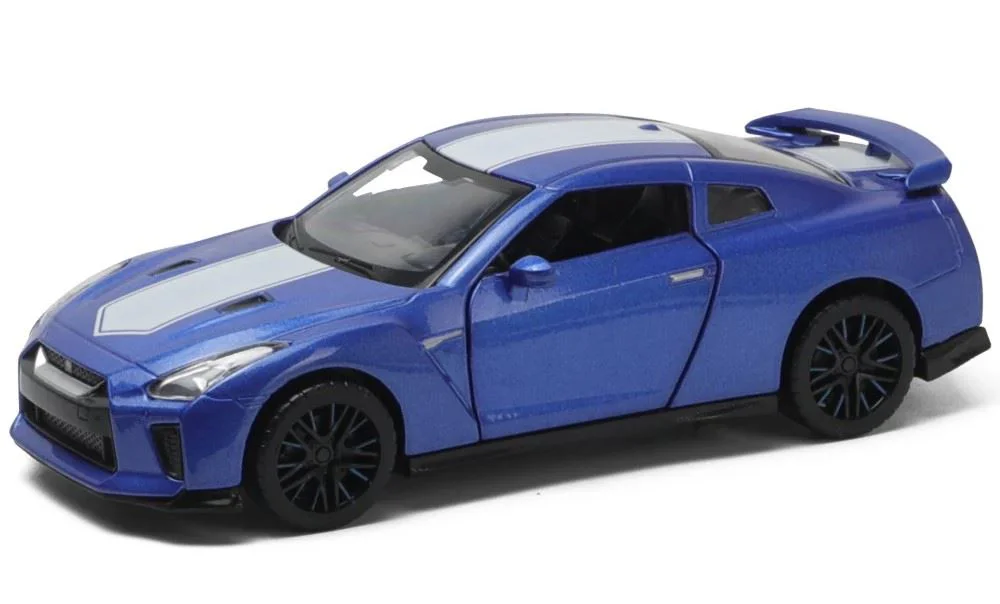 image for Металлическая машинка Nissan GT-R R35 с инерционным механизмом, Синяя, 1:32 foto