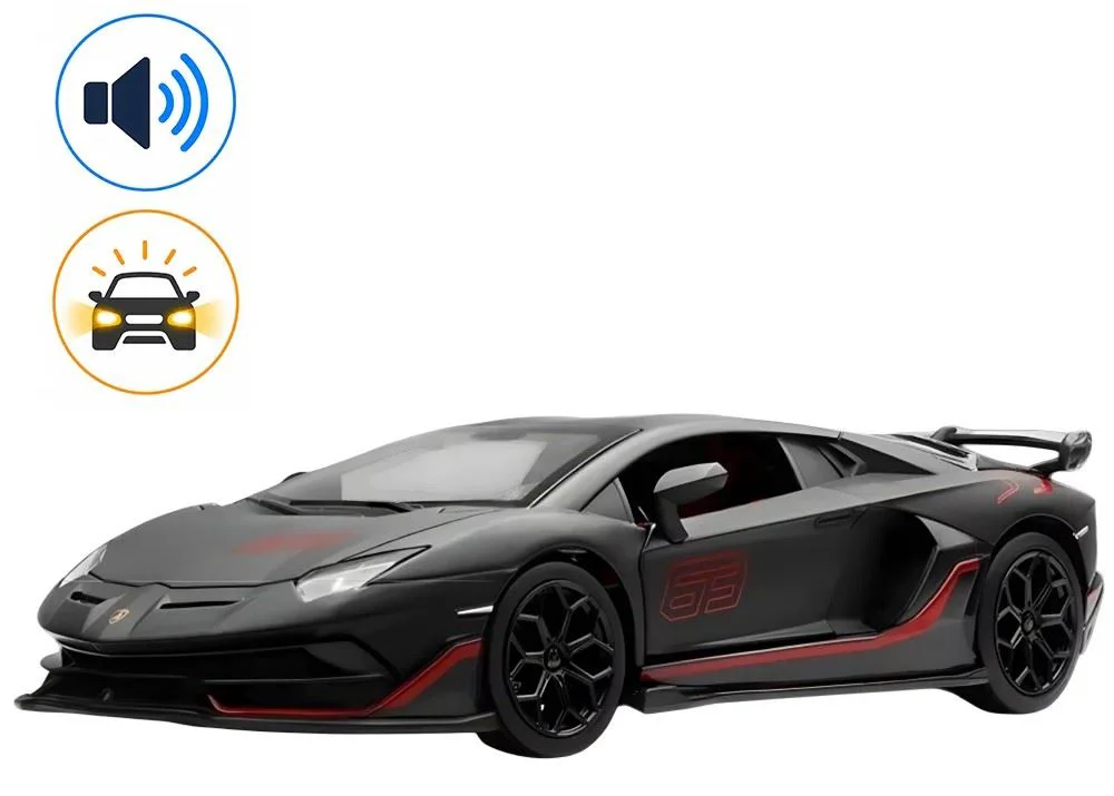 image for Металлическая машинка с инерционным механизмом, светом и звуком Lamborghini Aventador SVJ 1:24 foto