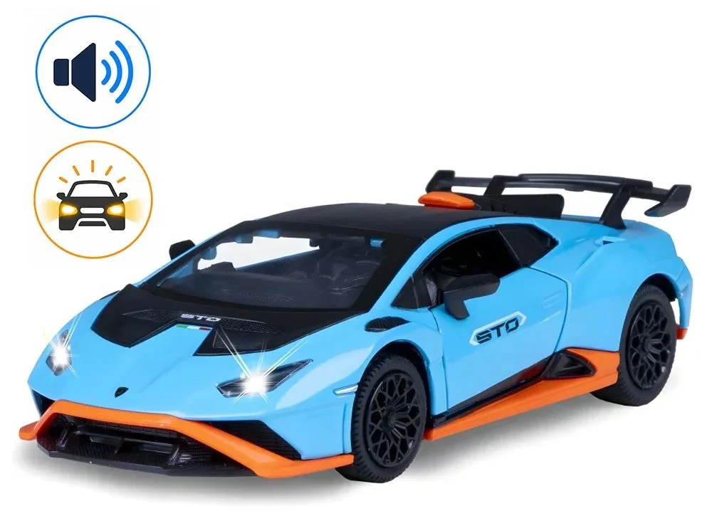 image for Металлическая машинка с инерционным механизмом, светом и звуком Lamborghini Huracan STO, масштаб 1:2 foto