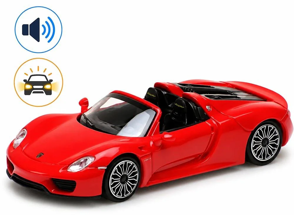 image for Металлическая машинка с инерционным механизмом, светом и звуком Porsche 918 Spyder, масштаб 1:24 foto