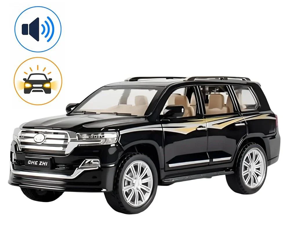 image for Металлическая машинка Toyota Land Cruiser Prado 1:24 с инерционным механизмом,светом и звуком,Черный foto
