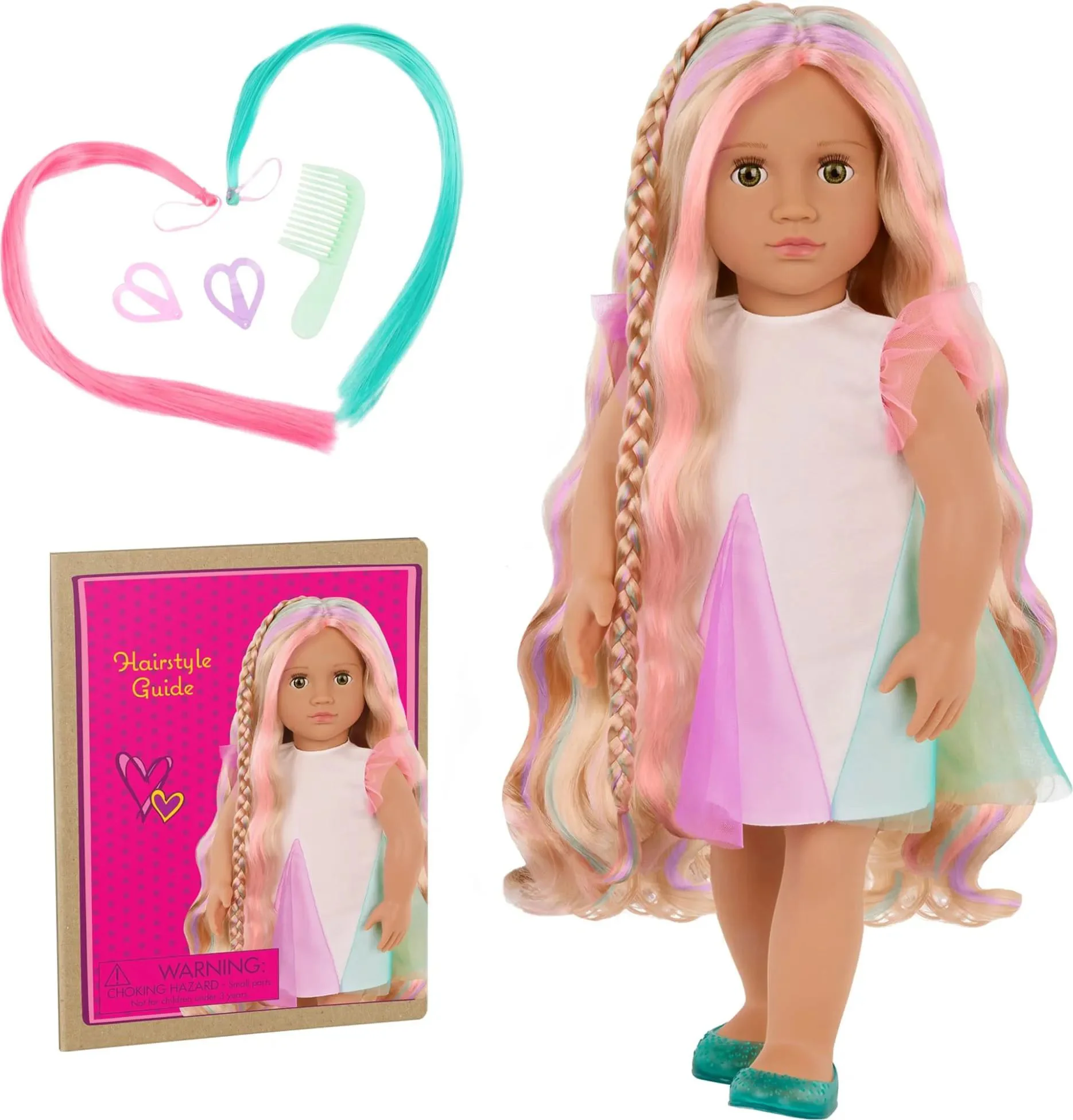 Papusa Tessie cu parul lung si colorat, 46 cm foto