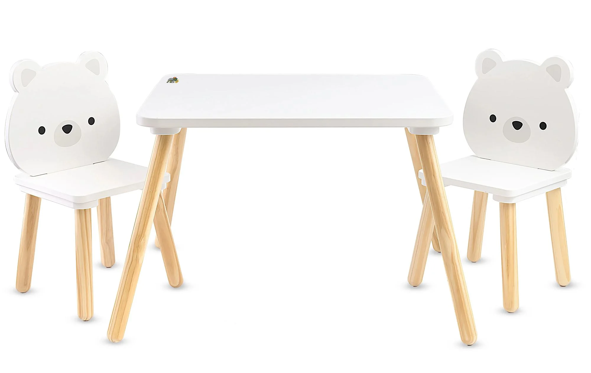 Набор стол и 2 стула Moni White Bears из дерева и MDF foto