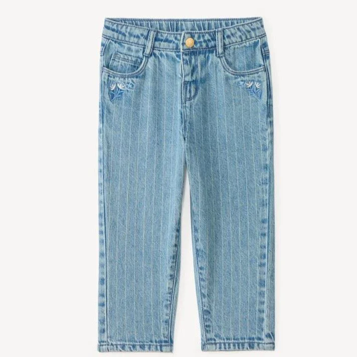 Orchestra Blugi drepti din denim cu broderie florala foto