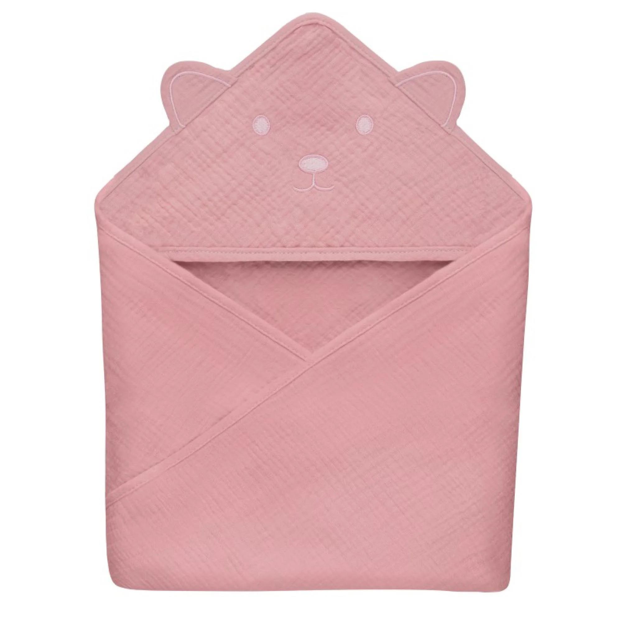 image for Полотенце с капюшоном из муслина Lionelo Pink Baby, 80x80 см foto