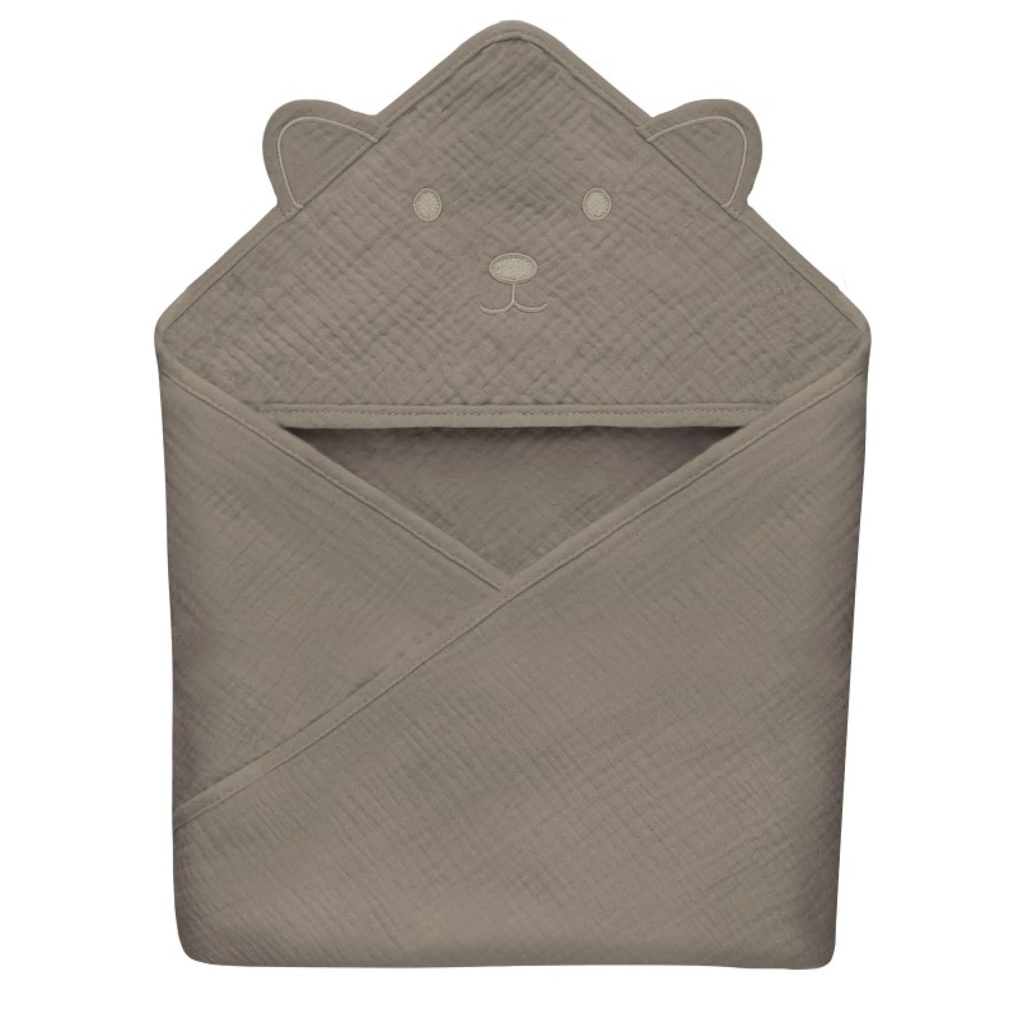 image for Детское муслиновое полотенце с капюшоном Lionelo Beige Capuccino, 80x80 см foto