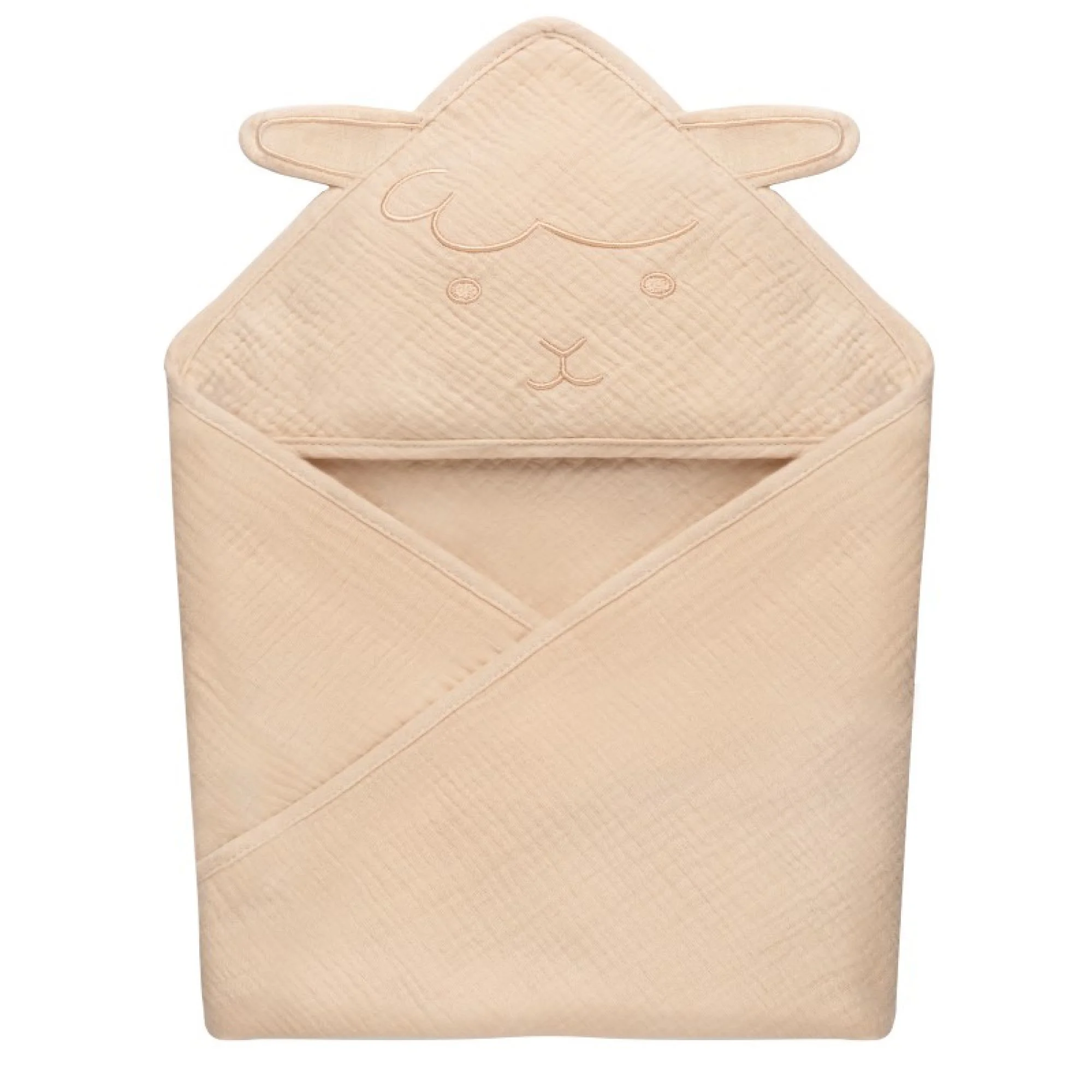 image for Детское муслиновое полотенце с капюшоном Lionelo Beige Sand, 80x80 см foto