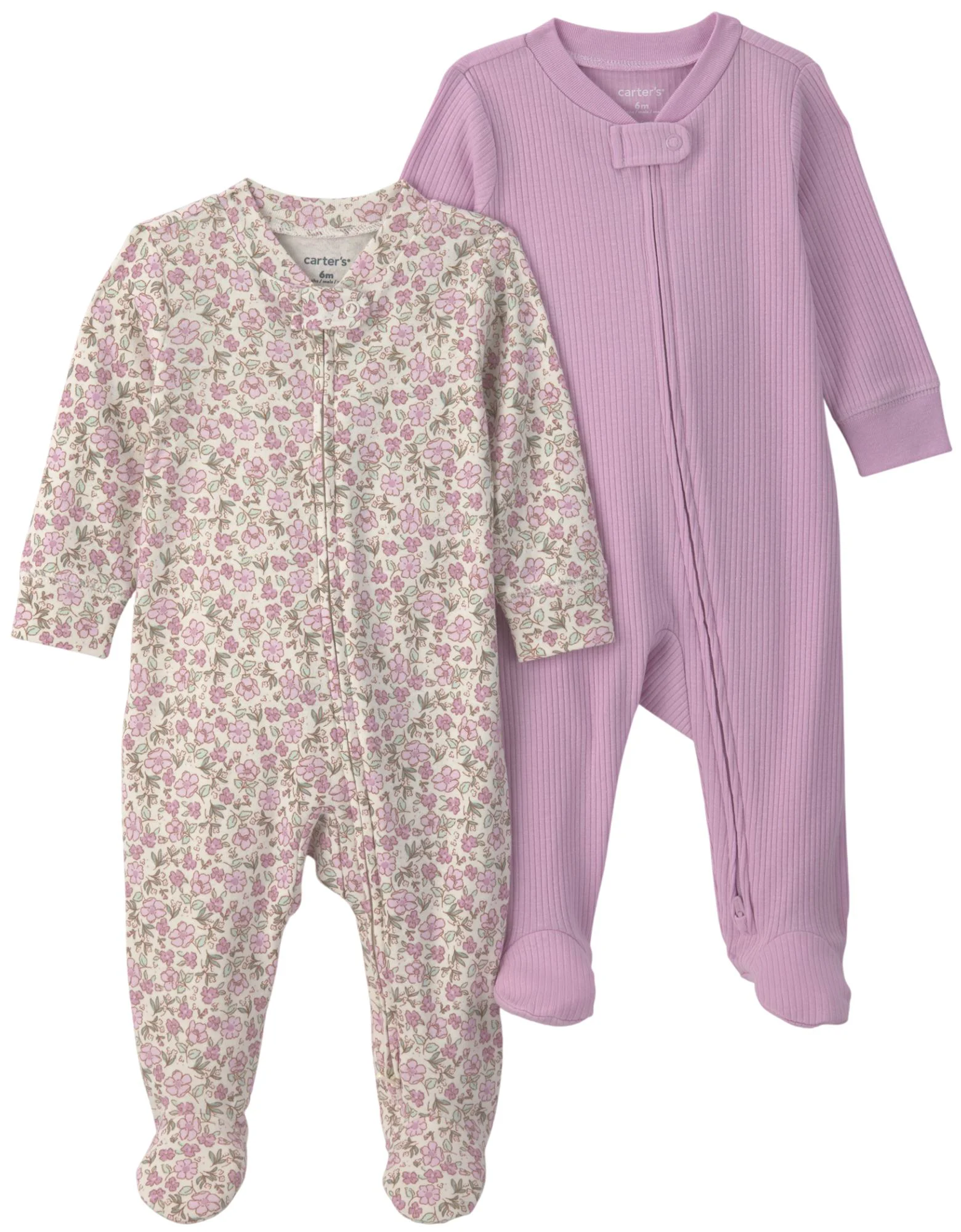 Carter's Set 2 pijamale cu talpa Tiny Flowers foto