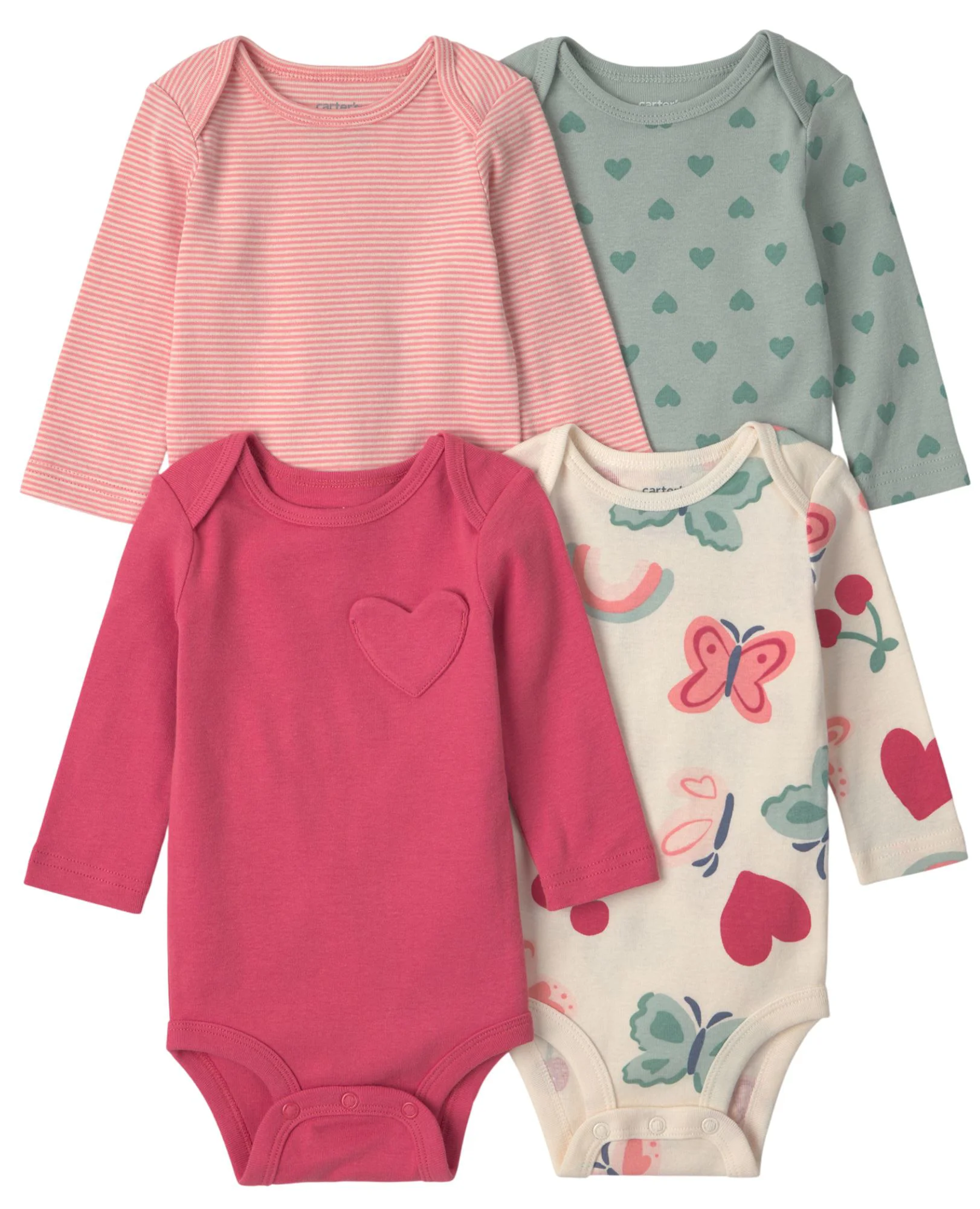 image for Carter's Набор из 4 боди с длинным рукавом Hearts & Butterflies foto