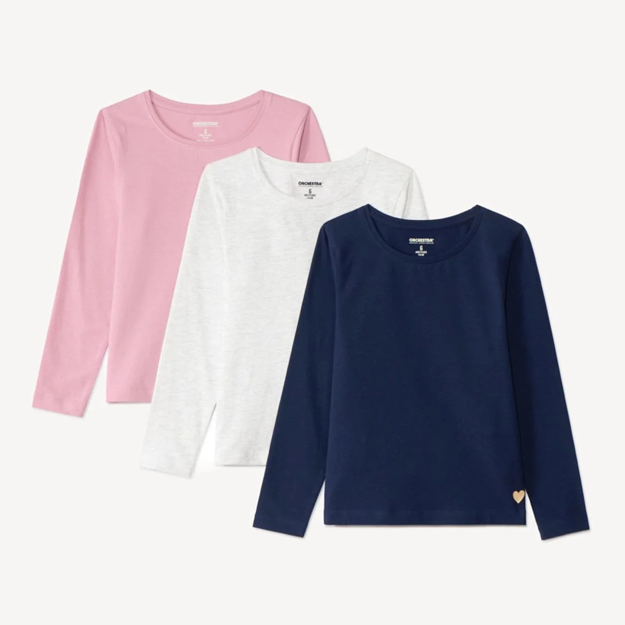 image for Orchestra Set 3 bluze cu maneca lunga Navy & Pink foto