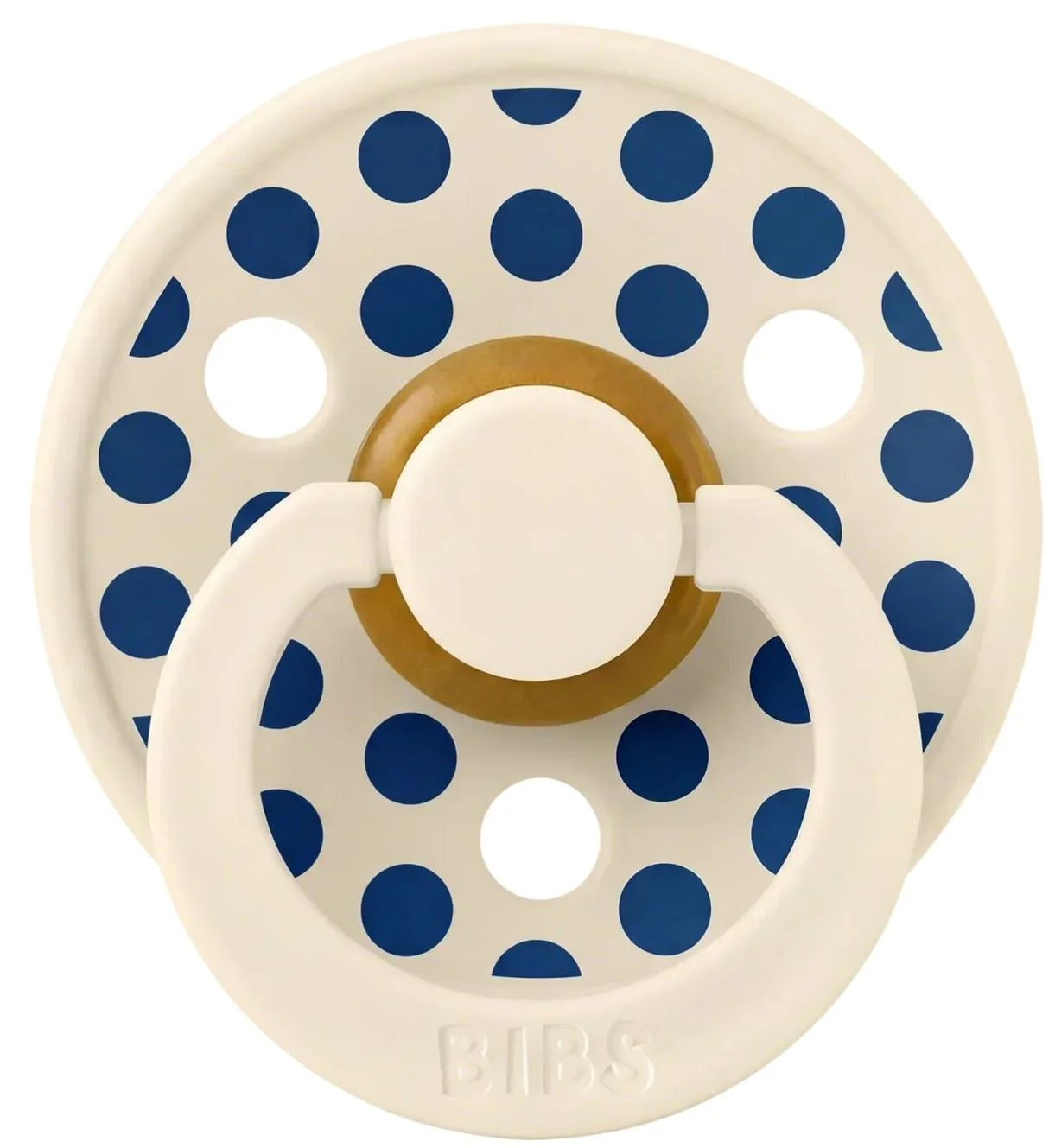 Suzeta rotunda din latex BIBS Studio Colour Polka dot Medium Ivory/Deep Space (0-6 luni) foto