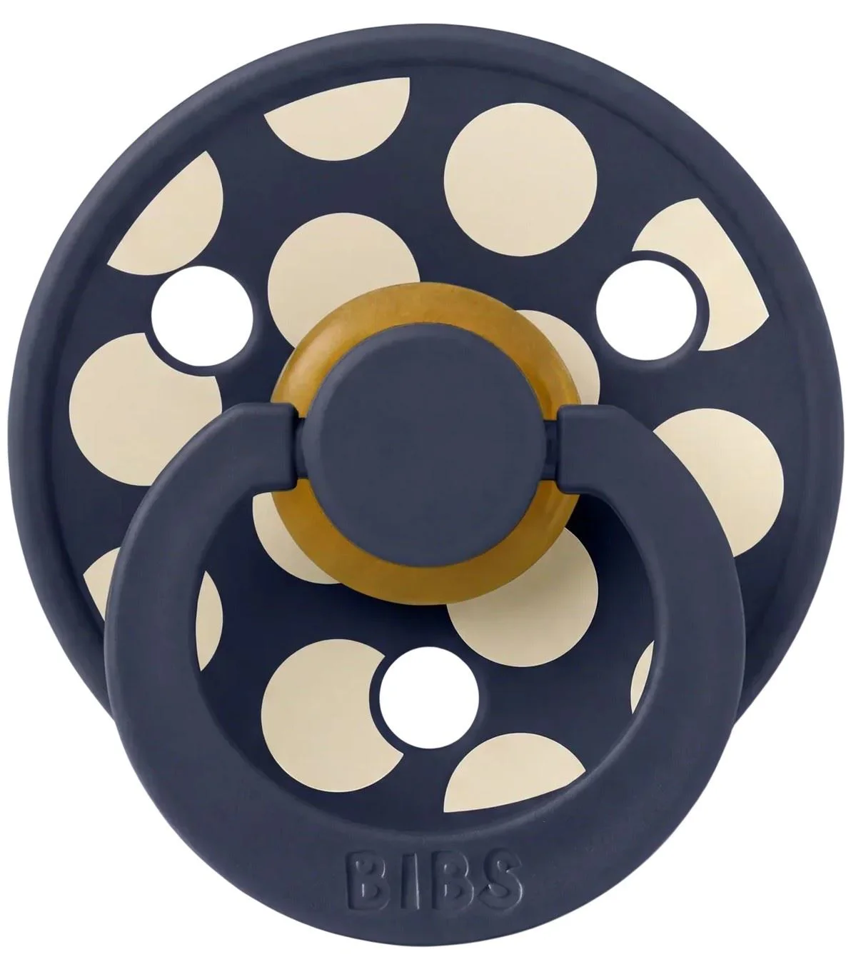 Suzeta rotunda din latex BIBS Studio Colour Polka dot Deep Space/Ivory (0-6 luni) foto