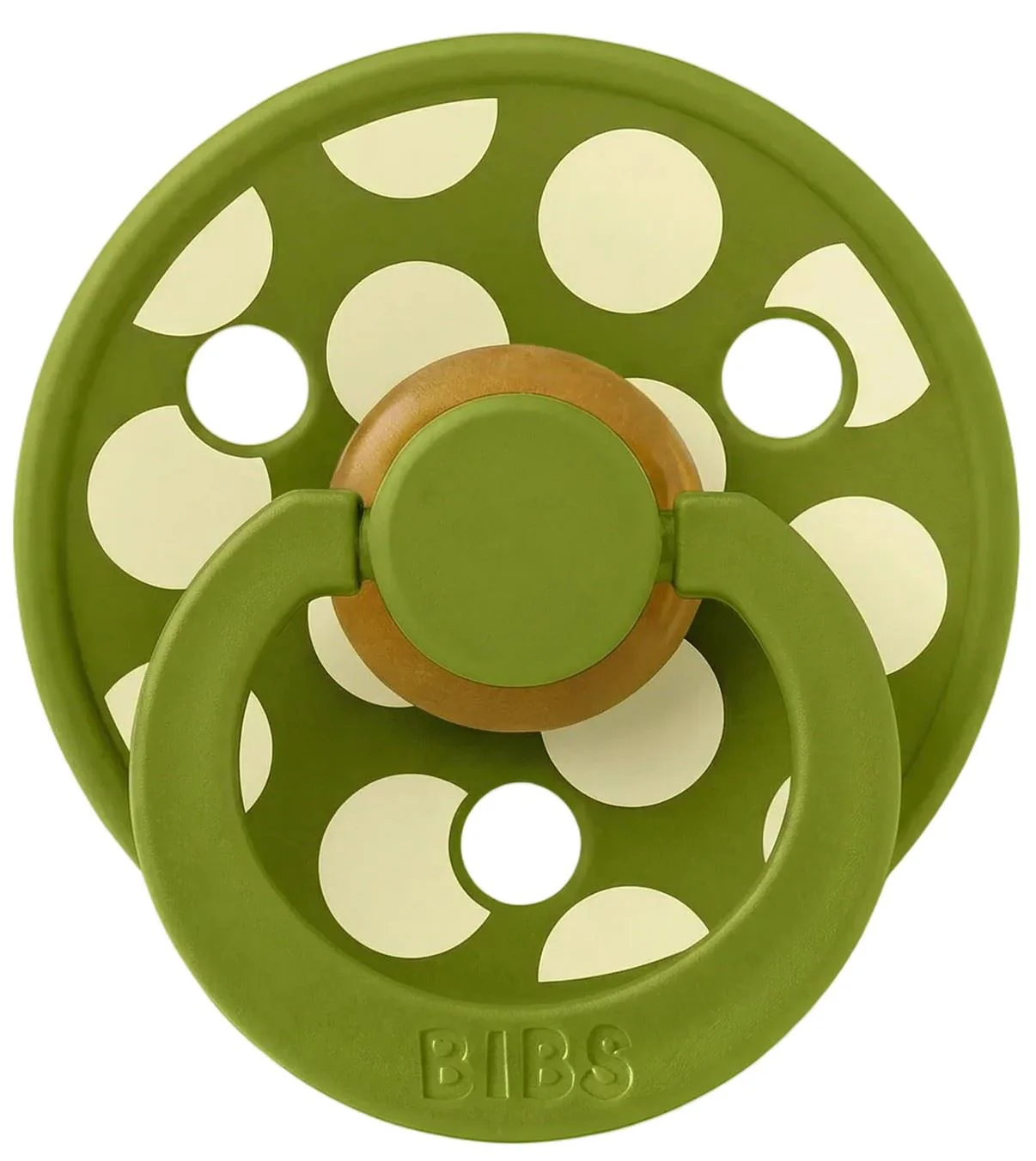 Suzeta rotunda din latex BIBS Studio Colour Polka dot Wasabi/Luna (0-6 luni) foto