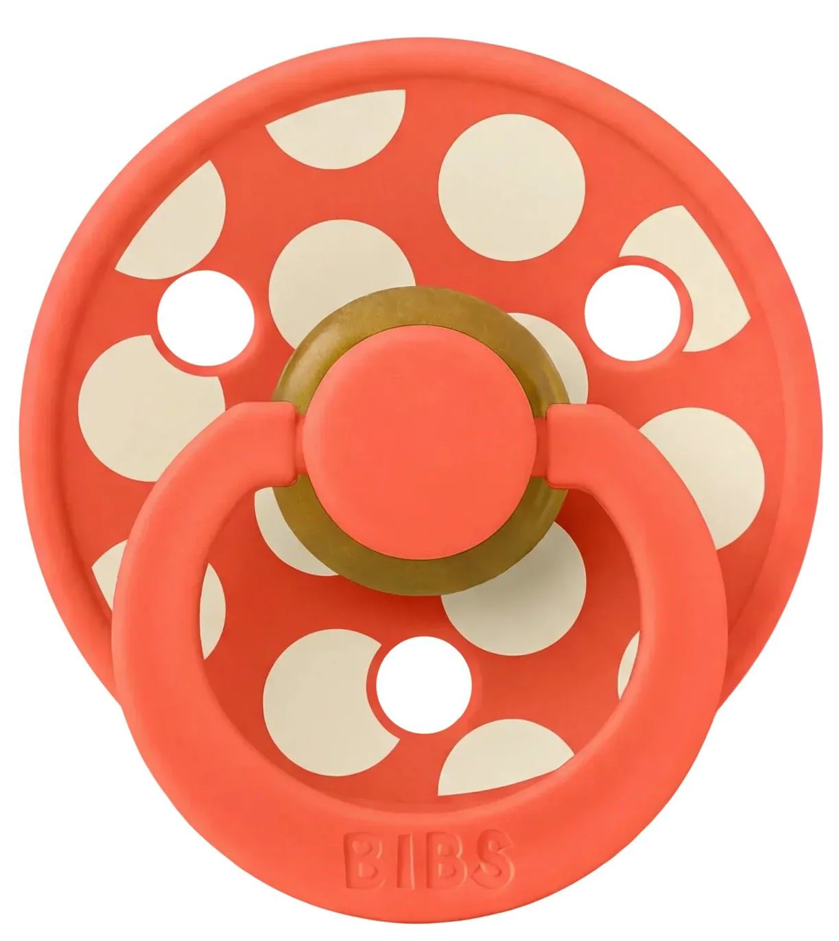 Suzeta rotunda din latex BIBS Studio Colour Polka dot Tango/Ivory (0-6 luni) foto