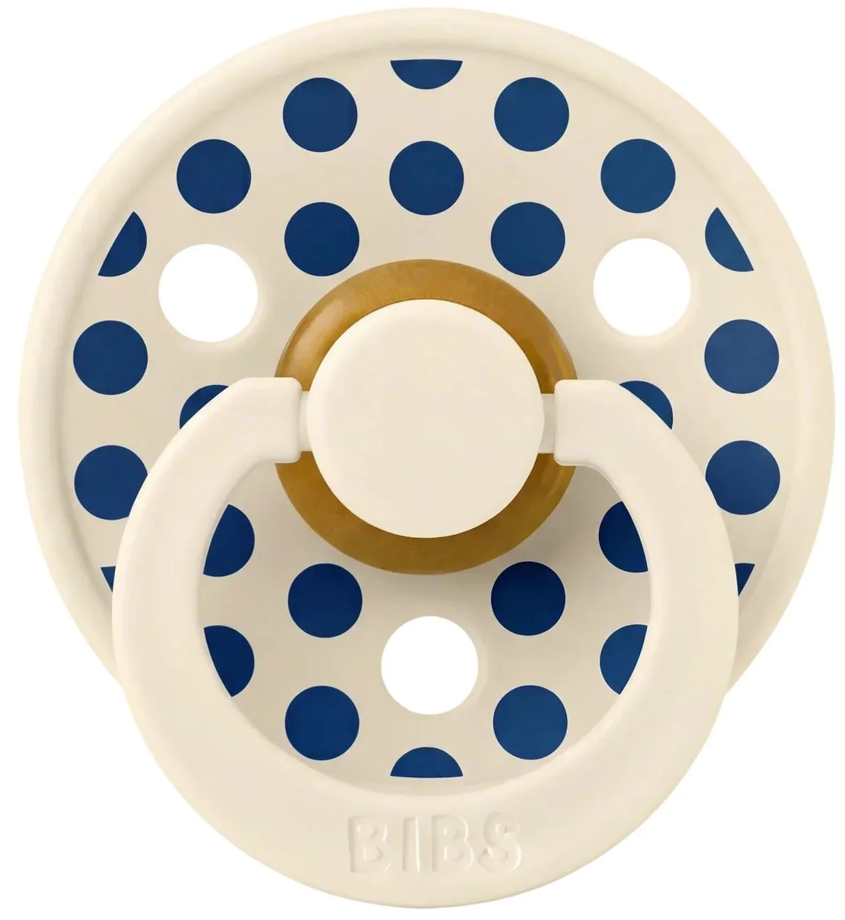 Suzeta rotunda din latex BIBS Studio Colour Polka dot Medium Ivory/Deep Space (18-36 luni) foto