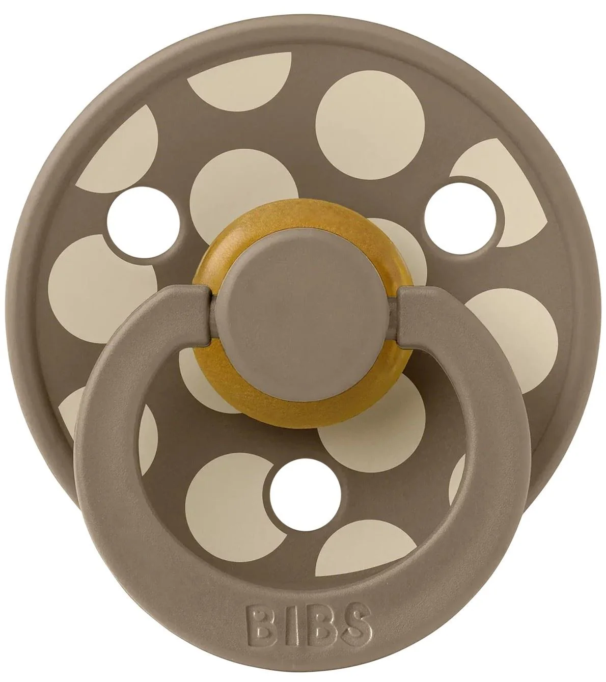 Suzeta rotunda din latex BIBS Studio Colour Polka dot Dark Oak/Vanilla (6-18 luni) foto