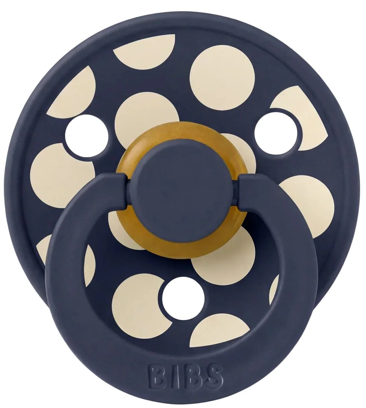 Suzeta rotunda din latex BIBS Studio Colour Polka dot Deep Space/Ivory (6-18 luni) foto