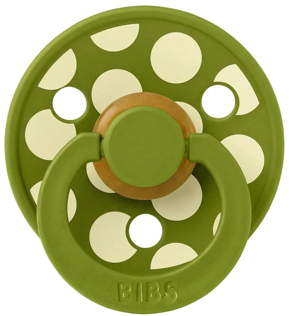 Suzeta rotunda din latex BIBS Studio Colour Polka dot Wasabi/Luna (6-18 luni) foto