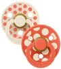 Set 2 suzete rotunde din latex BIBS Colour Polka dot Ivory/Tango (0-6 luni) foto