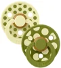 Set 2 suzete rotunde din latex BIBS Colour Polka dot Luna/Wasabi (0-6 luni) foto