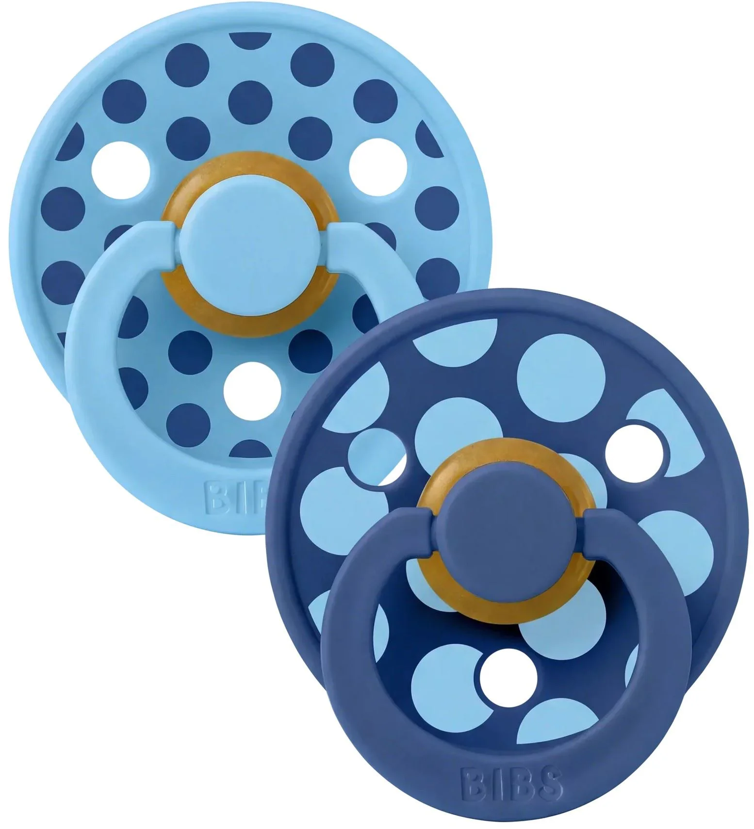Set 2 suzete rotunde din latex BIBS Colour Polka dot Breeze/Cornflower (0-6 luni) foto