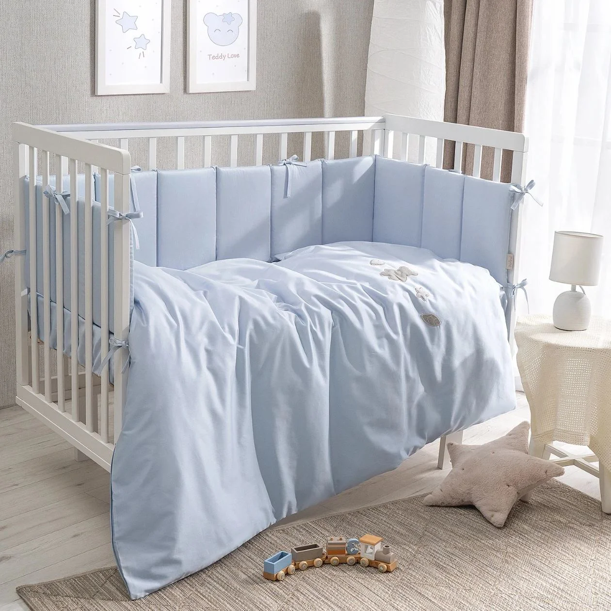 Lenjerie de pat pentru copii Perina Teddy Sateen Collection, Blue foto