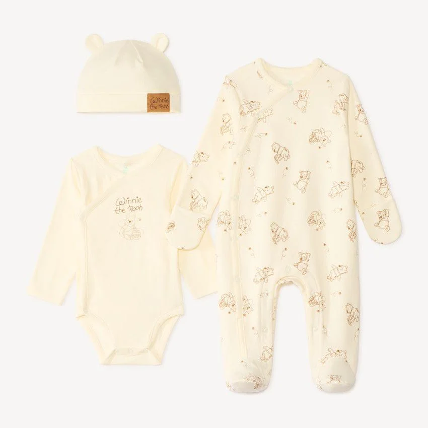 image for Orchestra Set 3 piese Winnie Pooh - pijama, body si caciulita foto