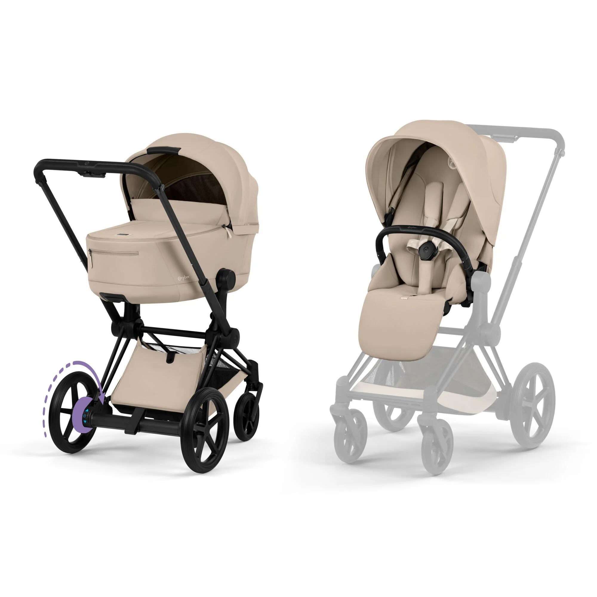 image for Коляска 2 в 1 Cybex e-Priam Matt Black Cozy Beige 2026 foto