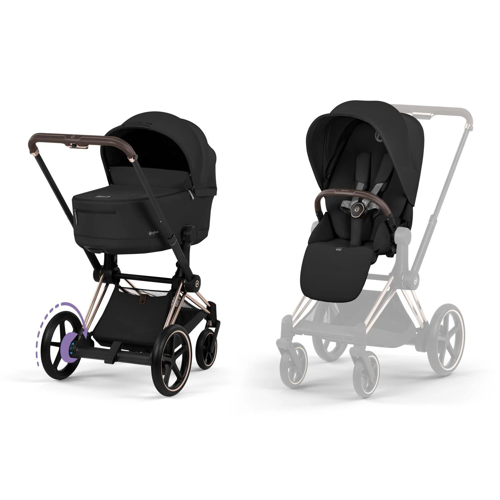 image for Коляска 2 в 1 Cybex e-Priam Rosegold Sepia Black 2026 foto