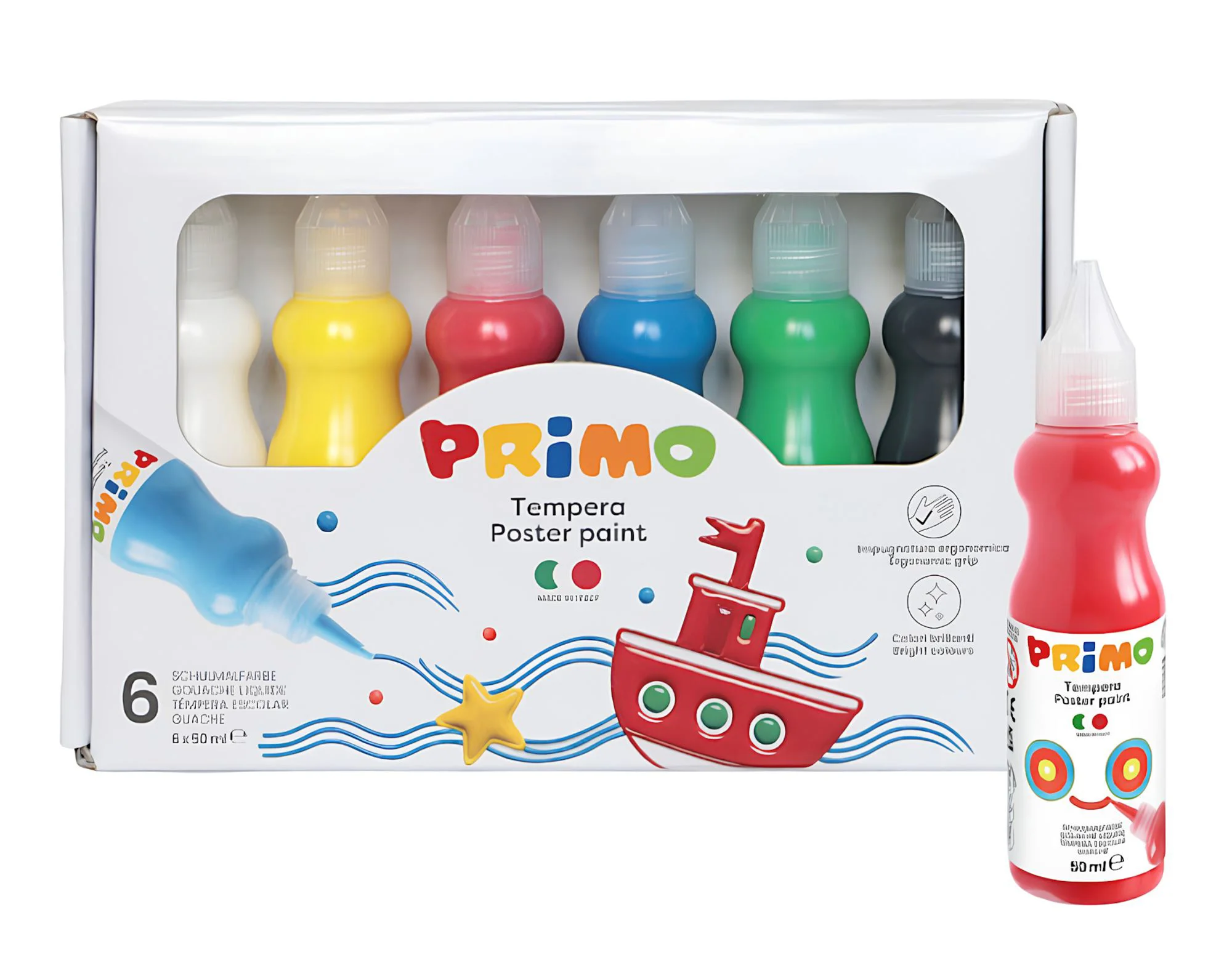 Vopsea in sticlute Primo 6 culori primare, 50 ml foto