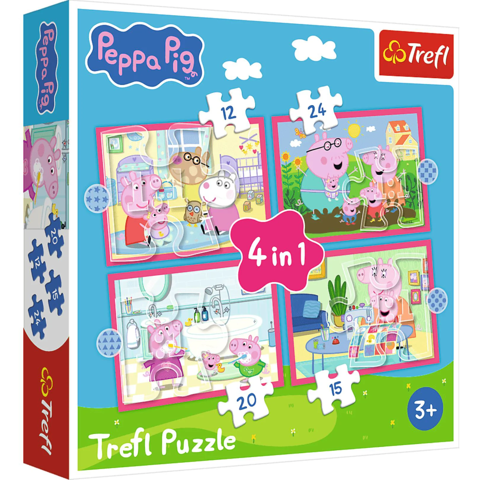 Puzzle 4 in 1 Trefl Purcelusa Peppa iubeste aventurile foto